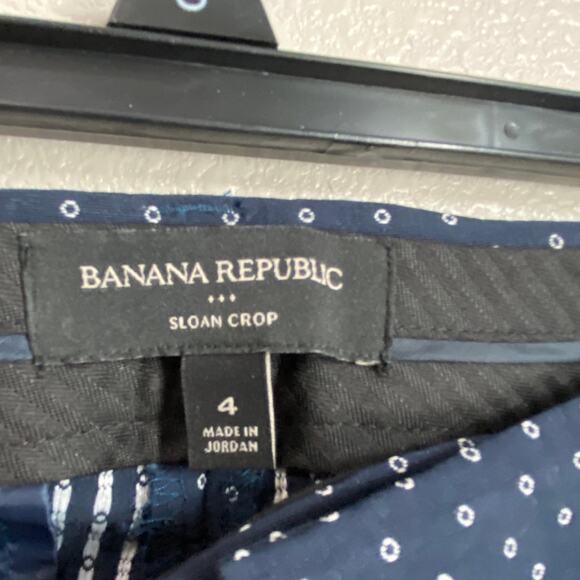 Banana republic sloan crop pants navy blue polkadot‎ size 4 - Picture 3 of 9